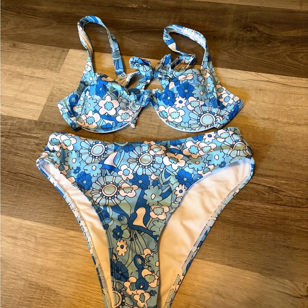 Source Unknown Blue Floral Bikini